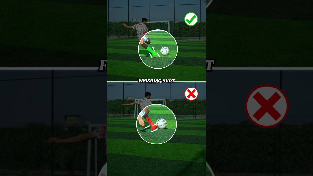How to shoot FINISHING SHOT ⚽️.#football #footballskills #soccer #finishing #shots #shorts