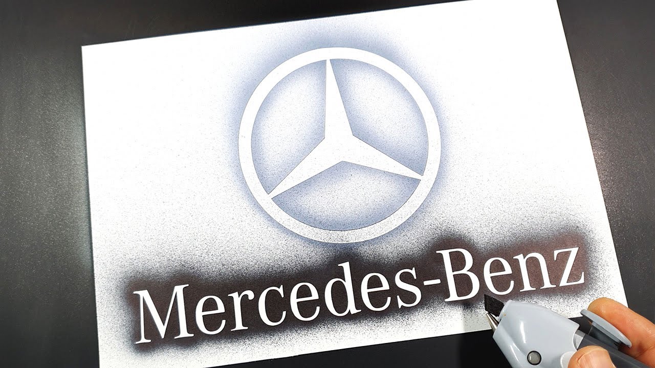How to draw Mercedes-Benz logo with a stencil | Logo art | Stencil art