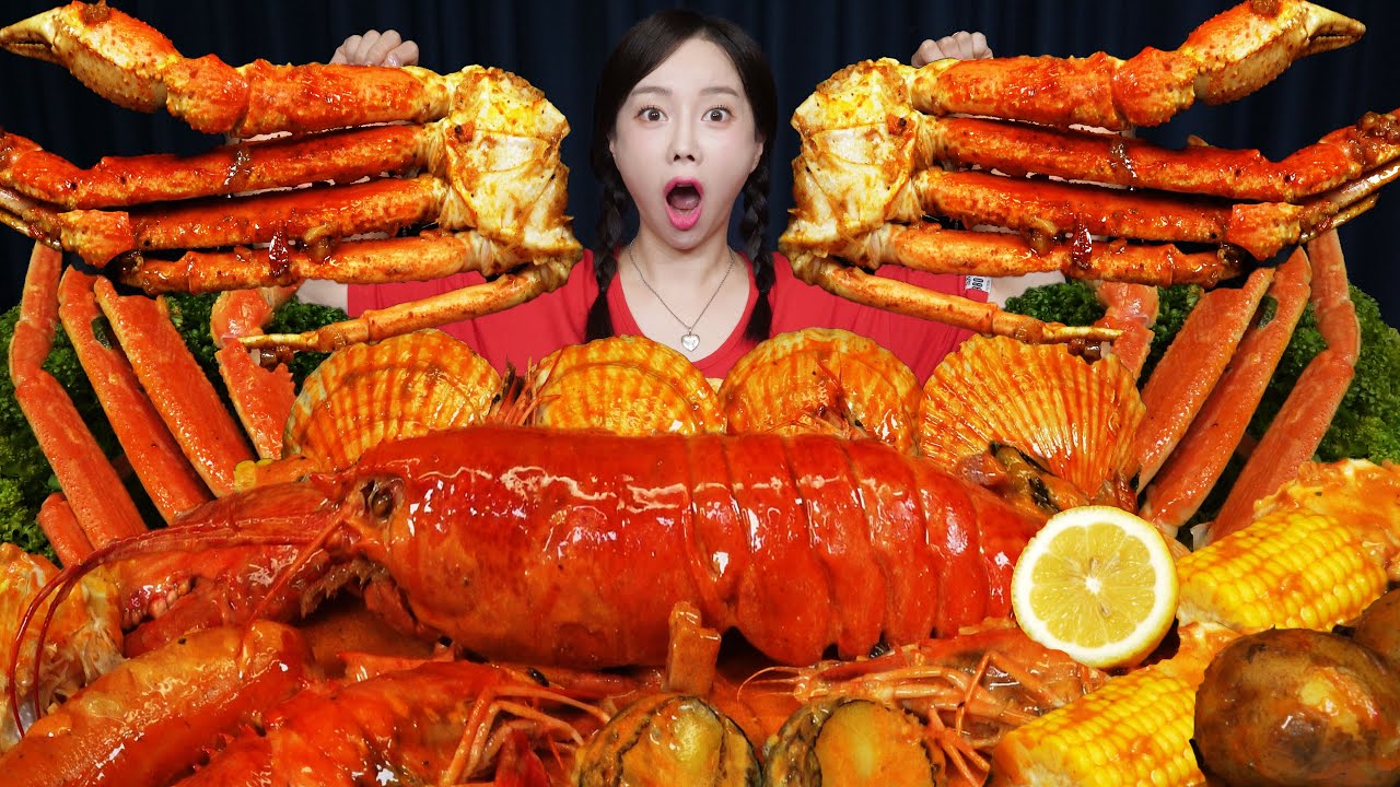 [Mukbang ASMR] Rosé sauce Lobster & Giant Crab Legs Seafood Boil Recipe Ssoyoung