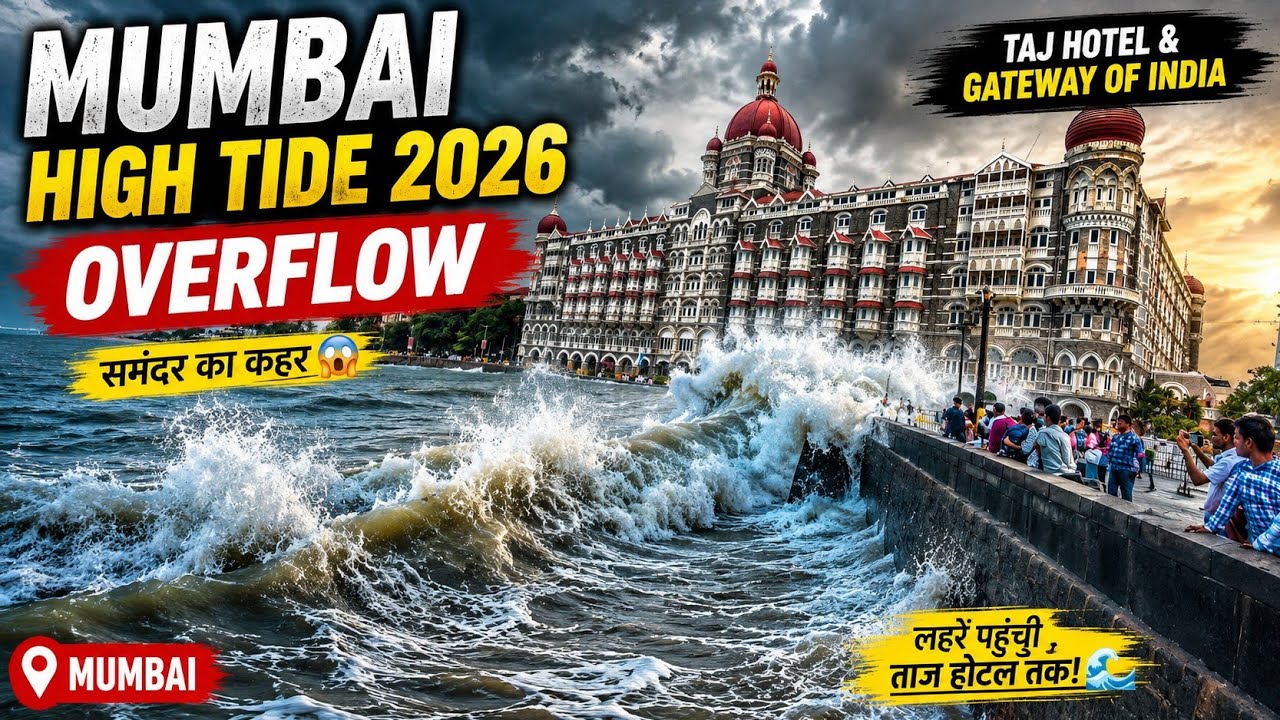 🌊 Mumbai High Tide 2026 | Taj Hotel & Gateway of India Overflow 😱
