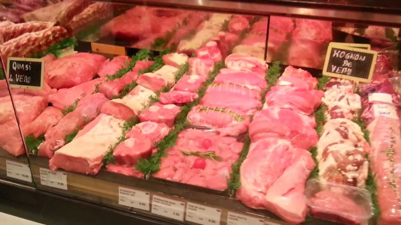 Мясо витрина в Женеве La boucherie