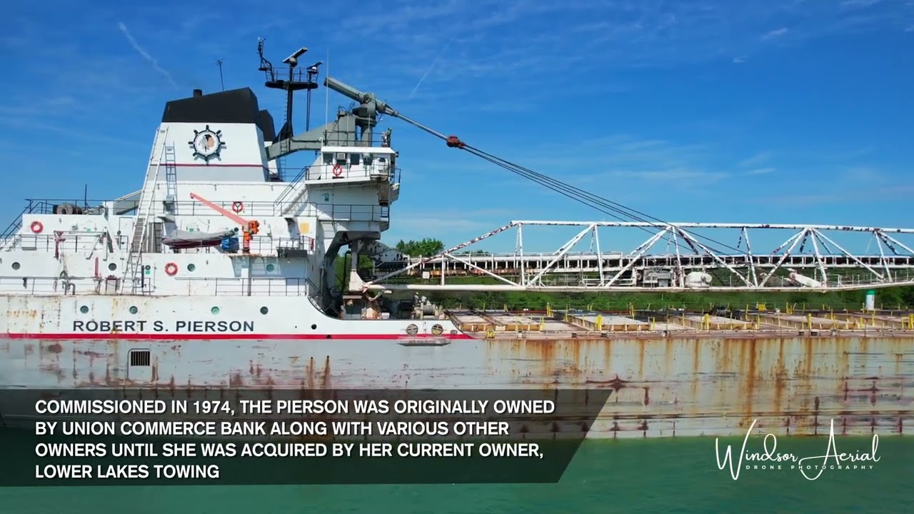 M/V ROBERT S. PIERSON UPBOUND ON THE DETROIT RIVER by Windsor Aerial Drone Photography