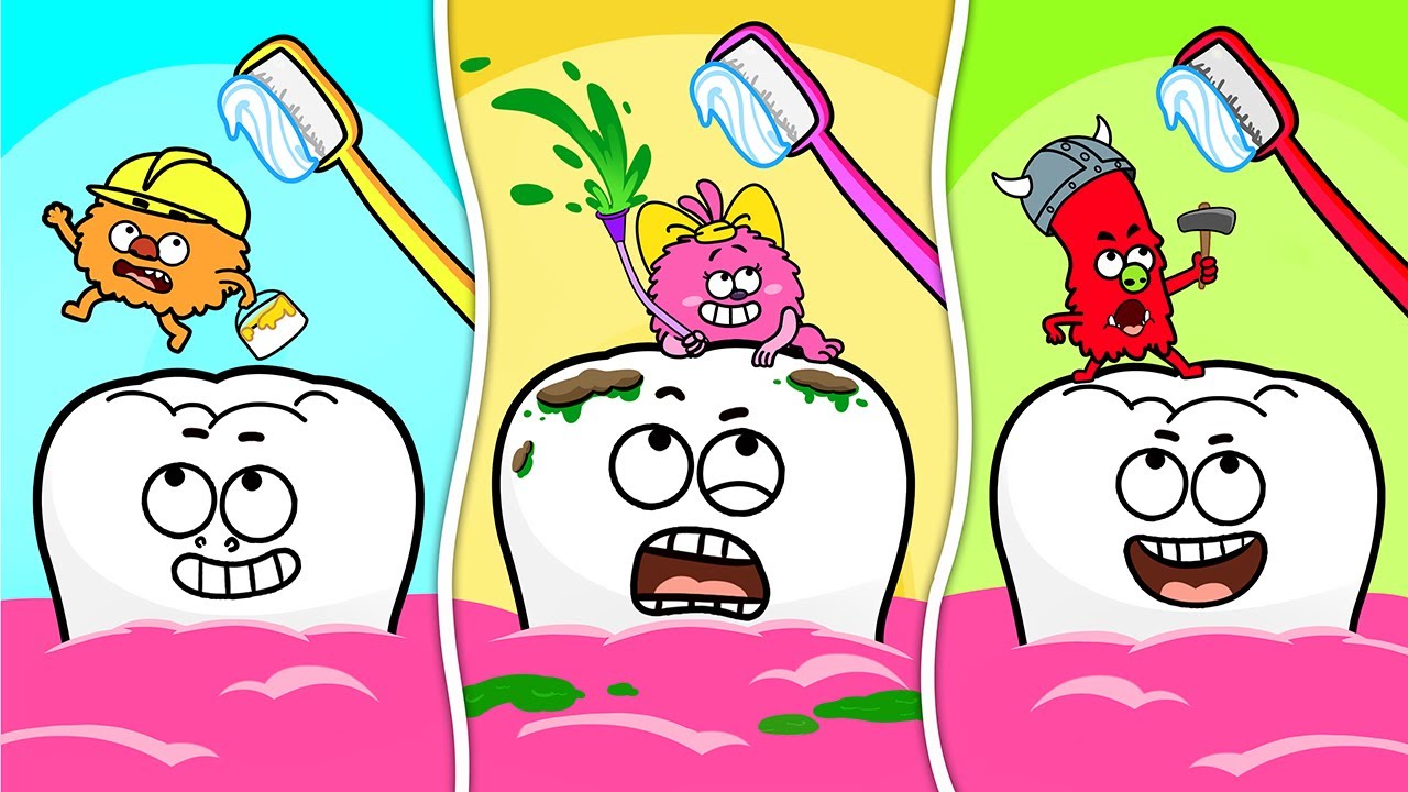 Brush Your Teeth - Colorful Germs and Toothbrush Song - Healthy Habits - Nursery Rhymes