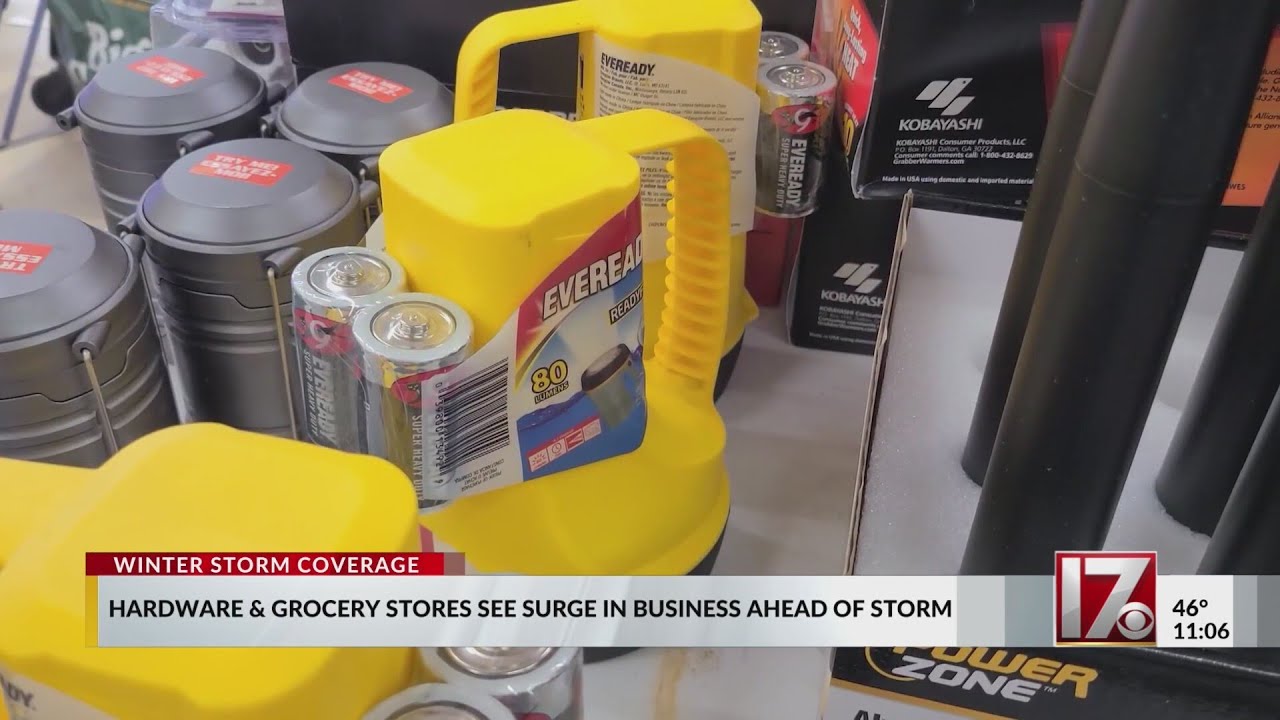 Hardware, grocery stores see surges ahead of winter storm