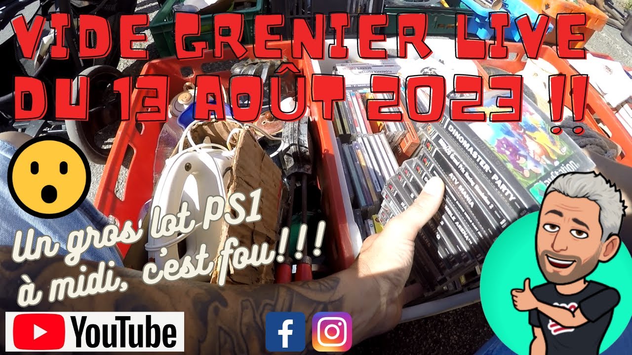 #171 - Vide Grenier Live du 13 Août 2023 !! Gros lot PS1 à midi, c'est fou !!