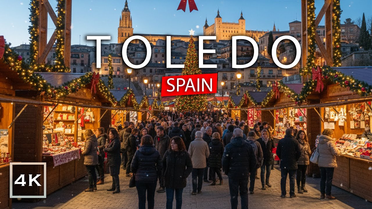 🇪🇸 Toledo Spain 4K Christmas Market 🎄 Old City Walk Tour  -  [4K Ultra HD/60fps]