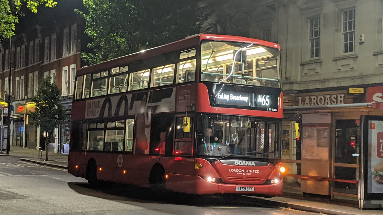 FULL ROUTE VISUAL | London United Route N65: Ealing Broadway To Chessington W.O.A | SP104 (YT59SFF)