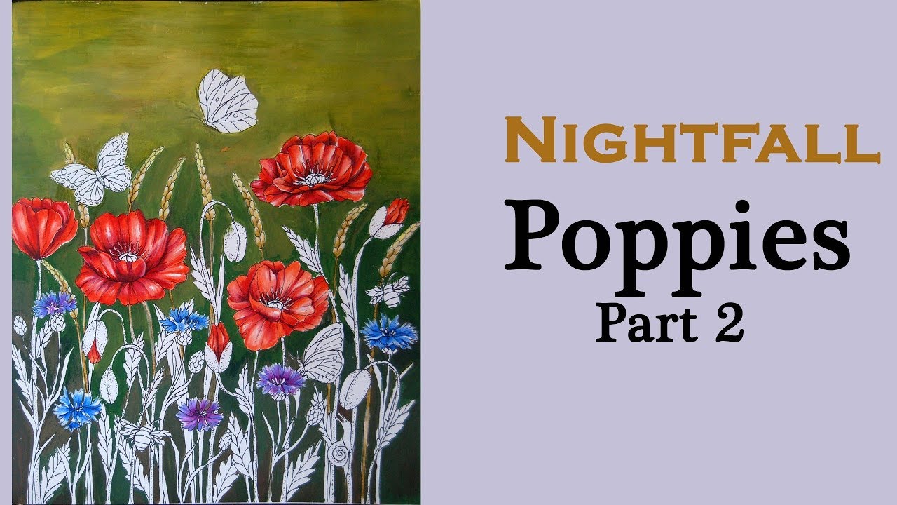 Coloring 'Nightfall / Skymningstimman' Poppies. Part 2