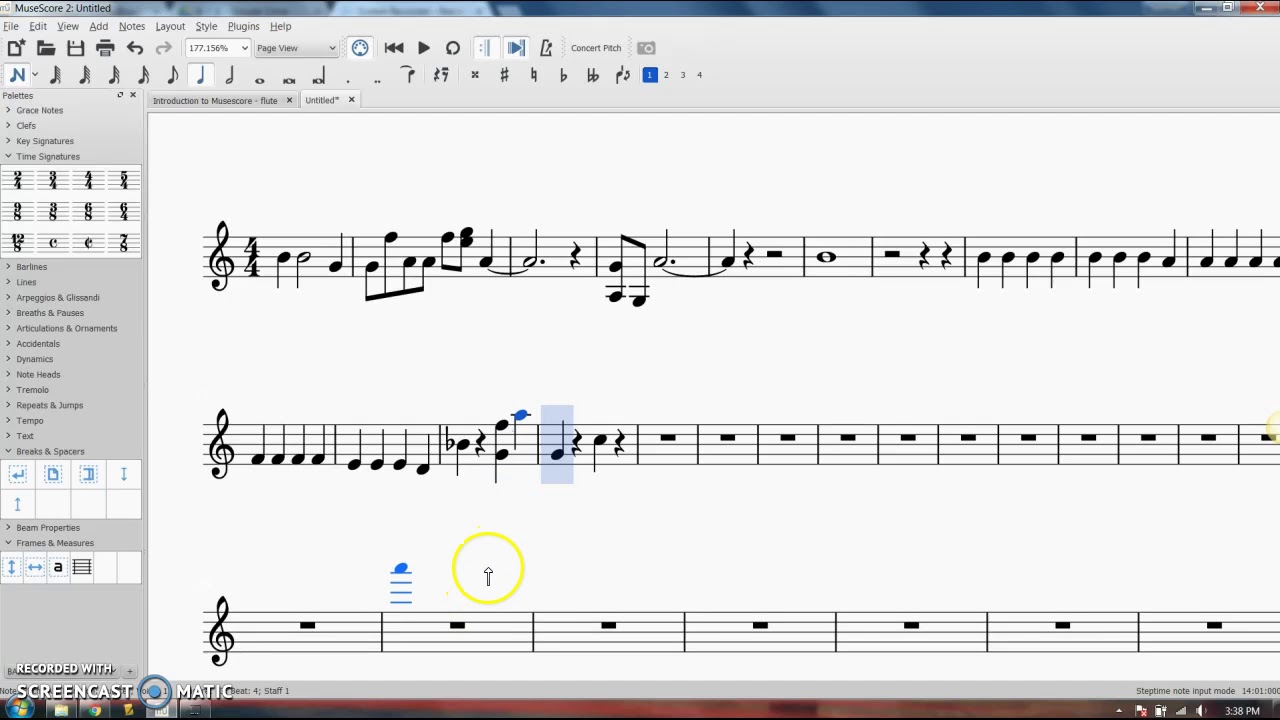 Musescore: Entering Notes and Rests