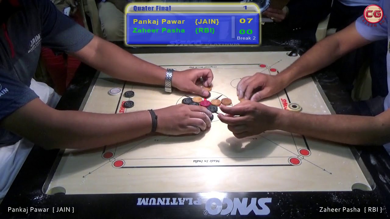 QF Set 1 Pankaj Pawar Vs Zaheer Pasha 46th Sr. National & Inter State Carrom Championship