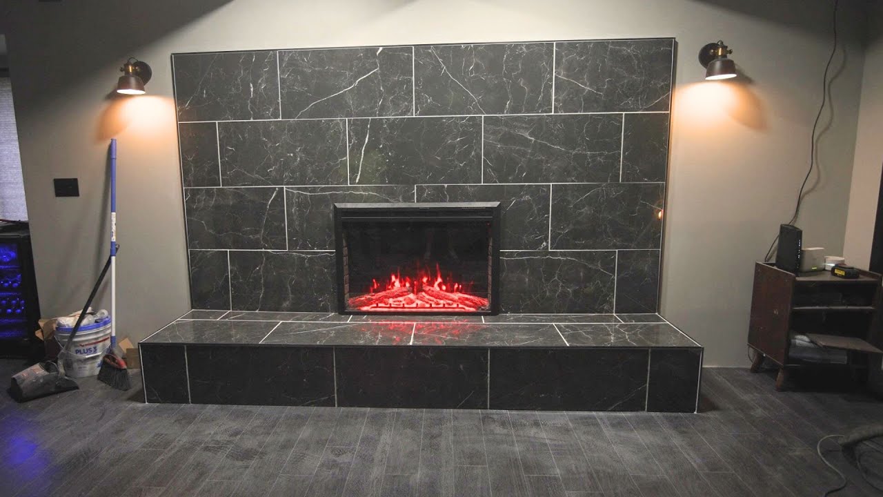 Modern Looking Tile Fireplace Build