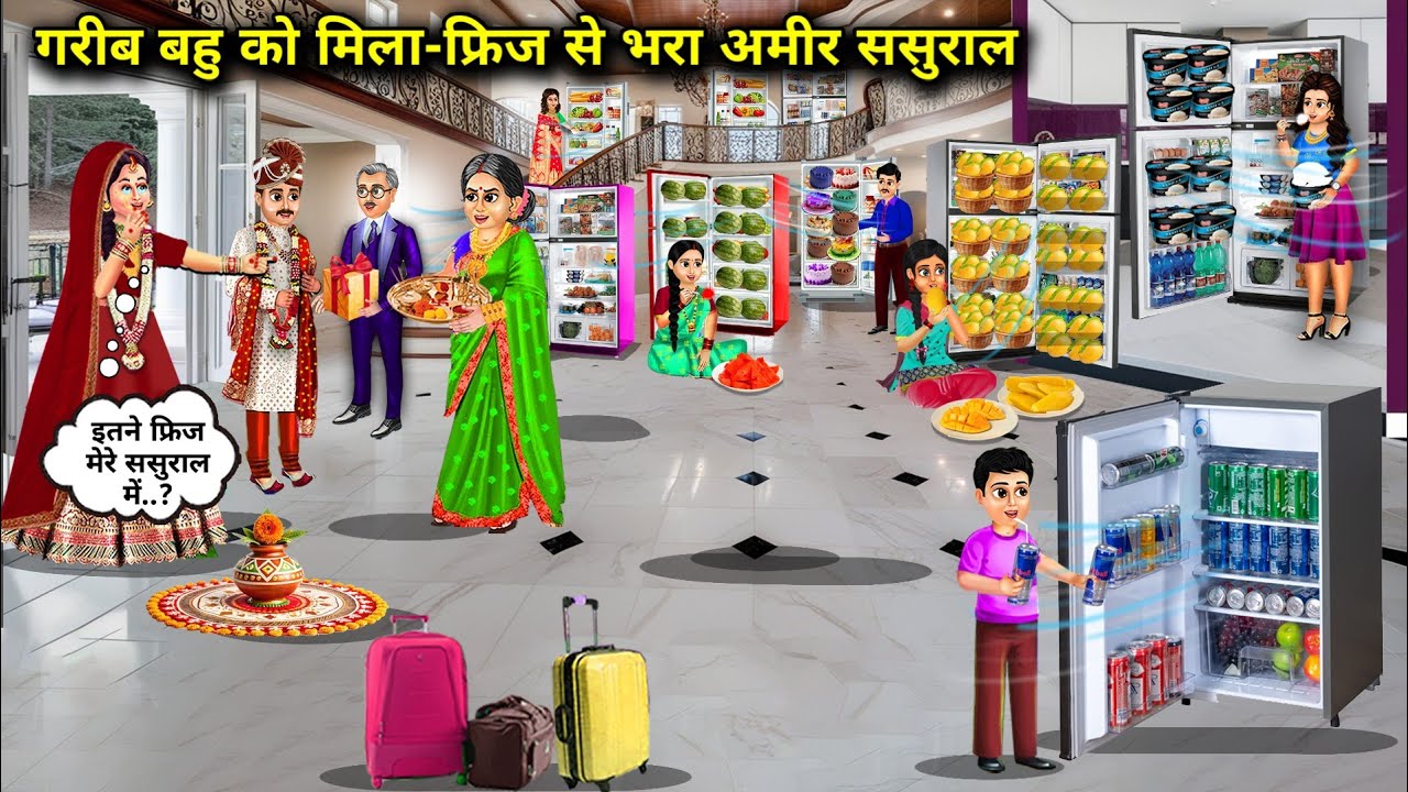 गरीब बहु को मिला-फ्रिज से भरा अमीर ससुराल | Hindi Cartoon Stories | Poor Daughter-In-Law Gets A Rich