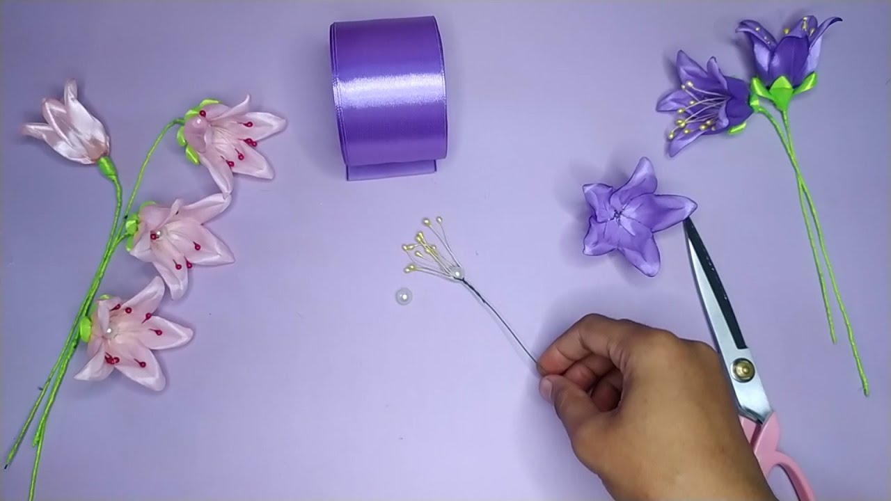 DIY | How To Make Flowers From Satin Ribbons | Tutorial Membuat Bunga Dari Pita Satin