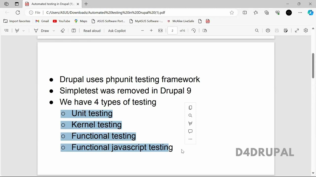 Types of automated testing in Drupal 10, Drupal 9, Drupal 8 | D4Drupal