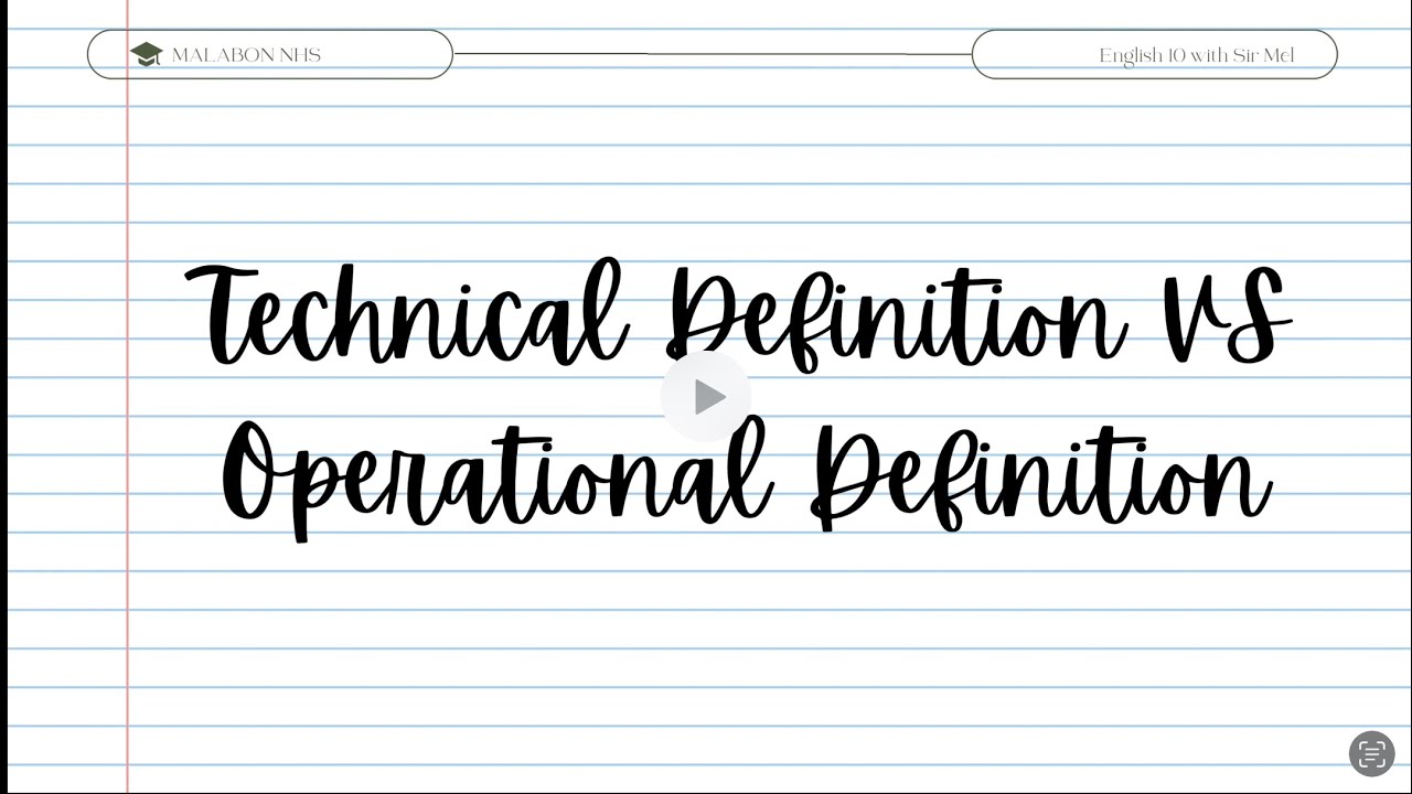 Technical And Operational Definition | Straightforward Lecture Video