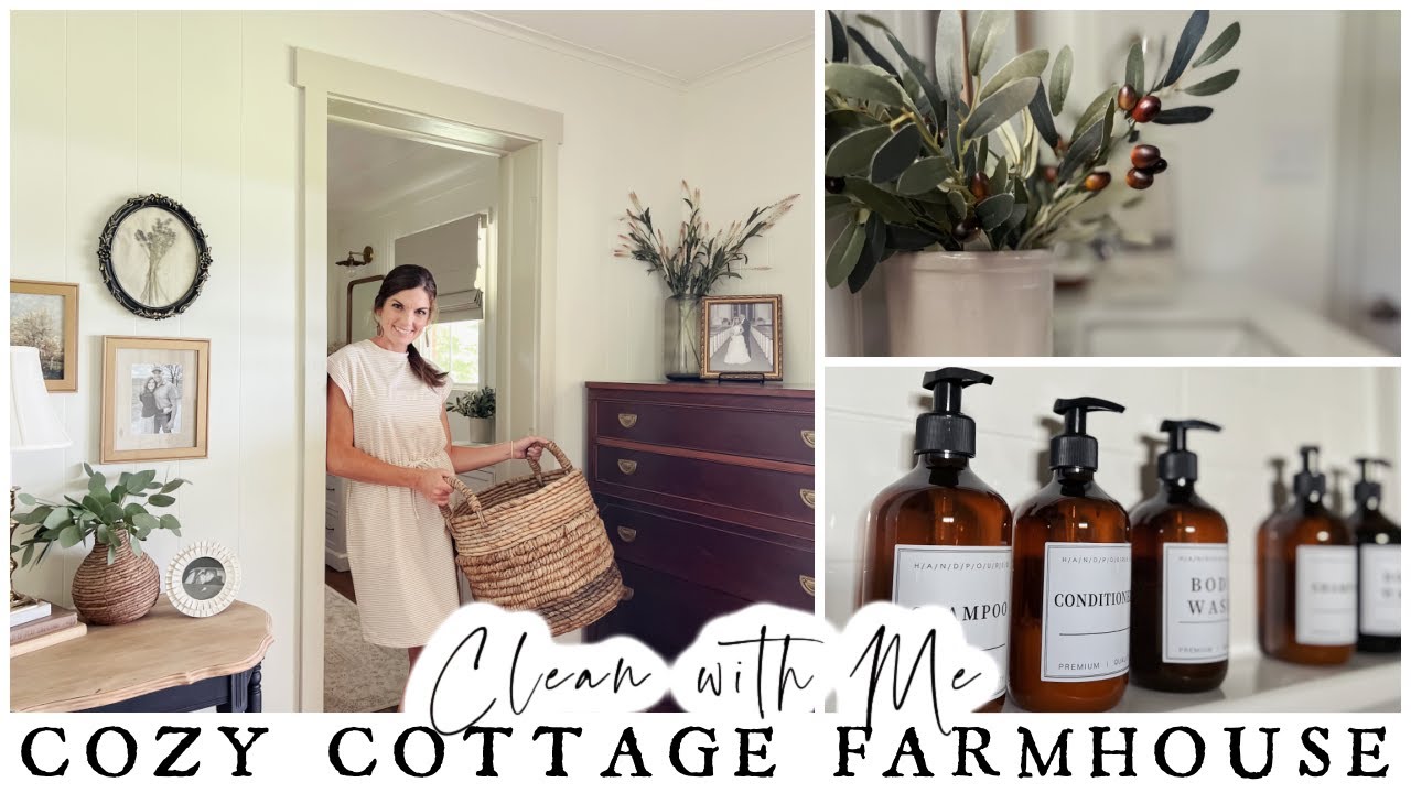 Summer CLEAN AND DECORATE WITH ME - Clean, Organize, Decorate - Cozy Cottage Farmhouse Bathroom