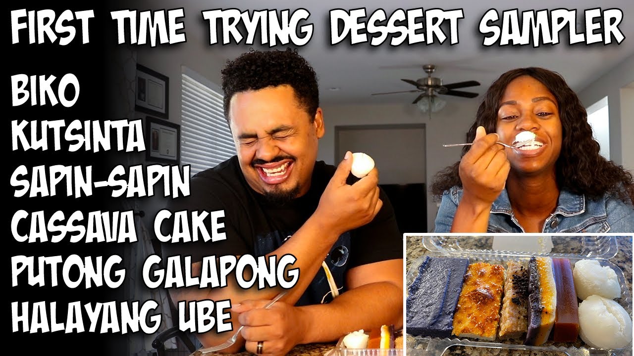 First Time Trying Filipino Dessert Sampler! (Cassava Cake, Biko, Putoa, Kutsinta, Sapin-Sapin!