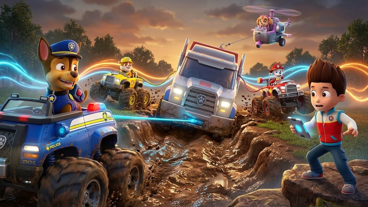 PAW Patrol: Rescue Wheels – The Ultimate Team Tow! 🚛💨 | Monster Truck Mega-Tow & Muddy Pit Rescue!