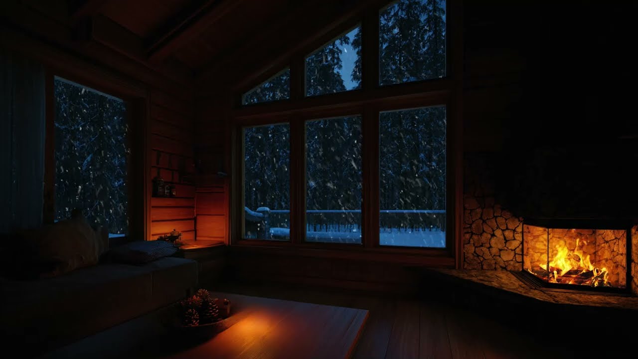 ❄️ Soft Winter Night Piano by the Fireplace | Peaceful Snowfall Sounds for Sleep & Stress Relief