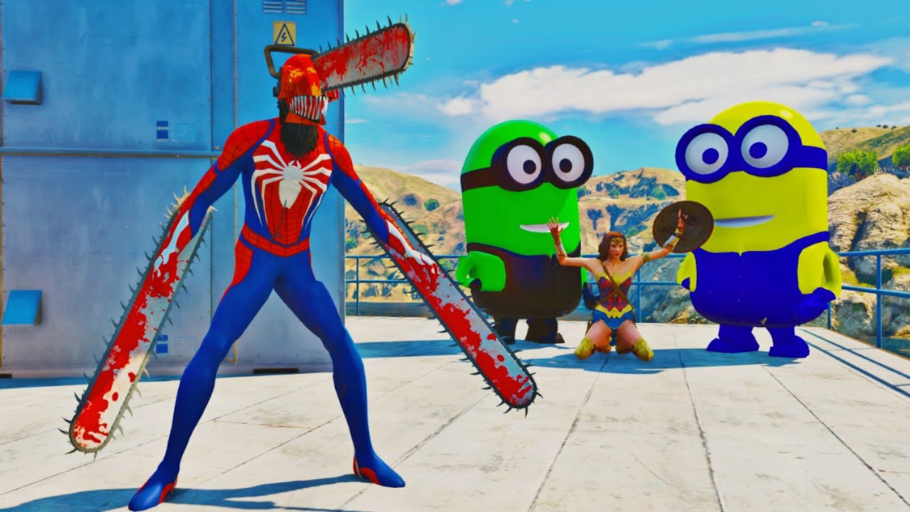 GTA 5 - Spiderman VS Minions Fight Rag doll Gameplay #1