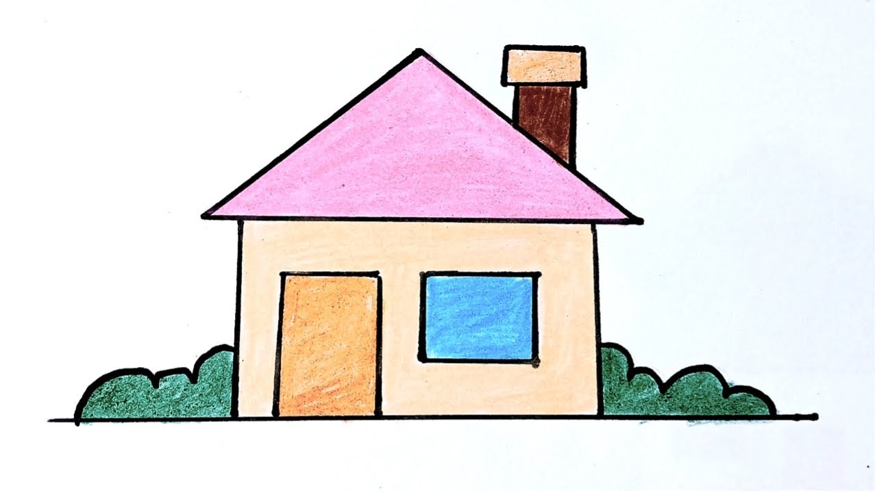House Drawing / How to Draw a House / House Scenery Drawing Easy Step By Step / Ghar Drawing