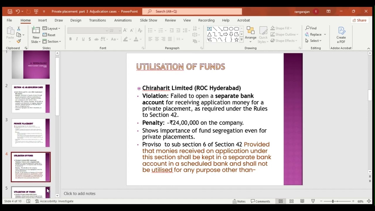 Private placement    Adjudication cases