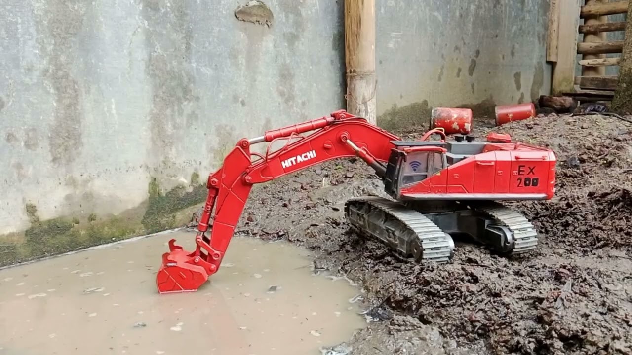 Rc excavator hitachi 1593 pelebaran parit 