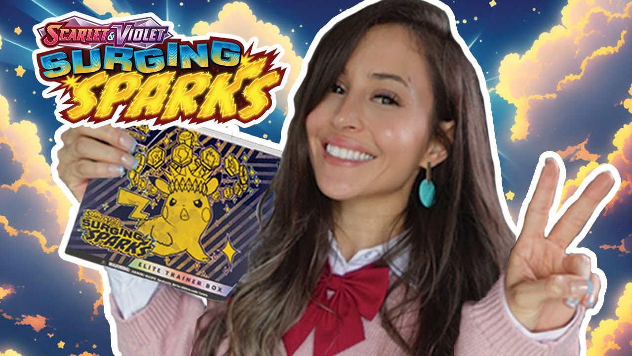 Momo Ayase opens Pokemon TCG Surging Sparks! Dandadan cosplay and Pokemon ETB unboxing!