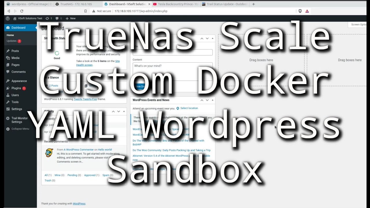 TrueNas Scale Custom Docker Container using YAML | Wordpress and MySQL Sandbox