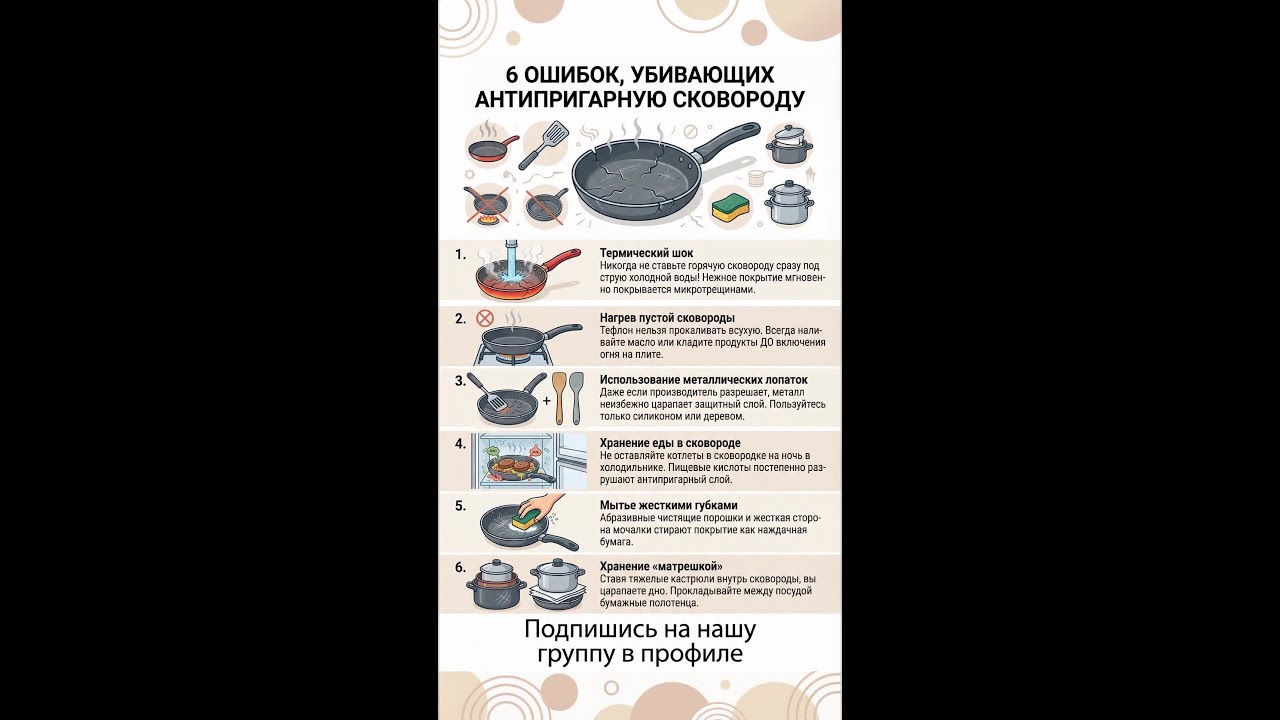 Шесть ошибок убивающих вашу сковороду