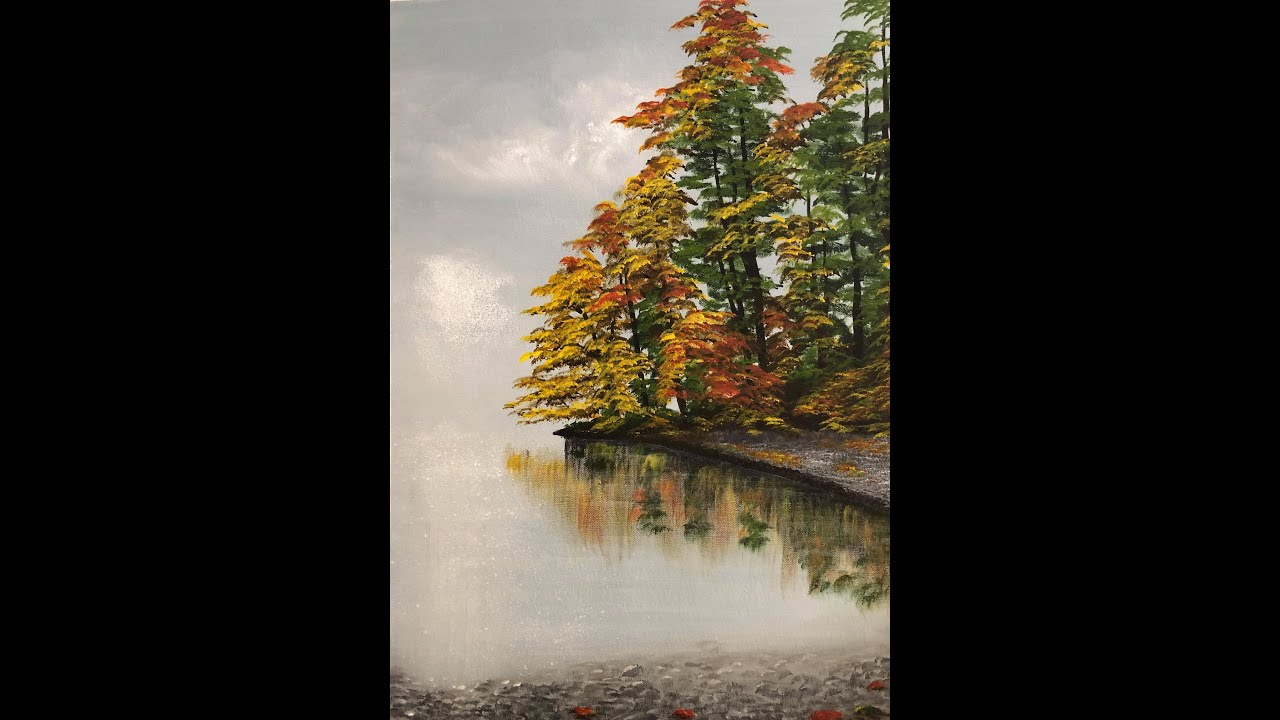 #373 How to paint a autumn lake scene