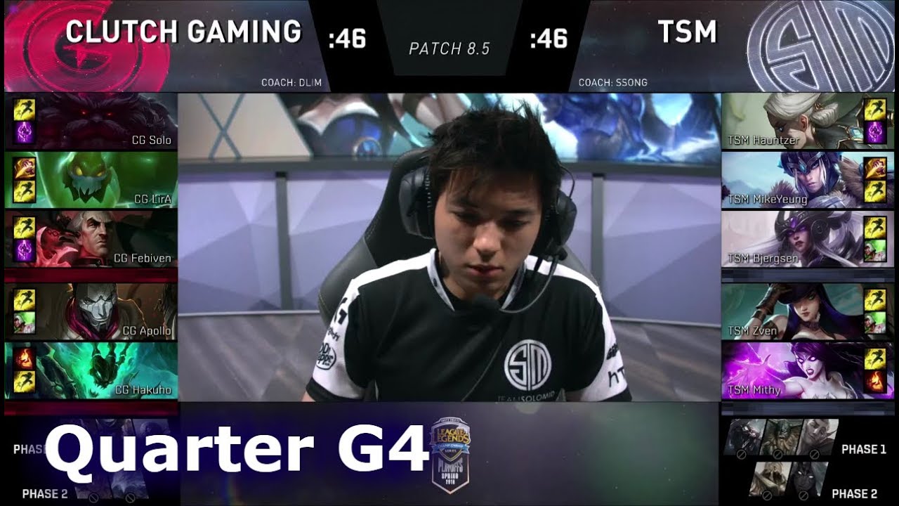 TSM vs Clutch Gaming | Game 4 Quarter Finals S8 NA LCS Spring 2018 | TSM vs CG G4
