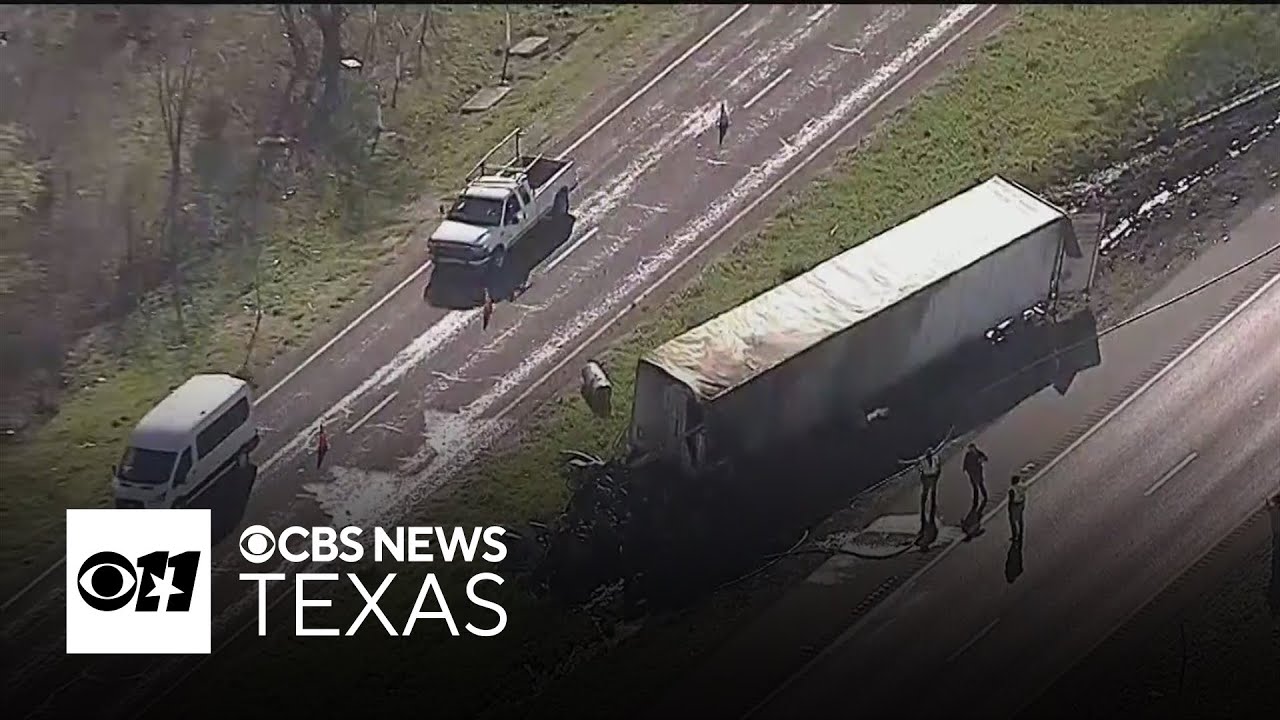 18‑wheeler crash sparks fire, shuts down Highway 80 near Forney