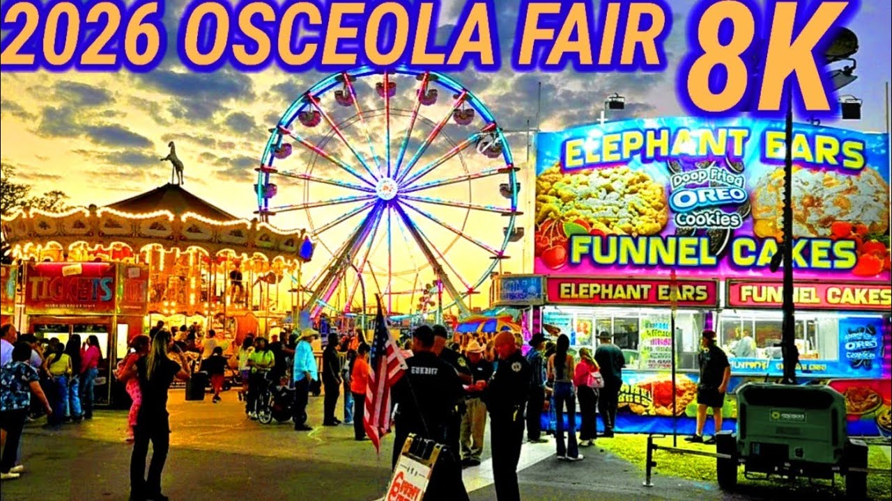 OSCEOLA COUNTY FAIR 2026 KISSIMMEE, FL 8K WALK THROUGH / RIDES / FOOD / LIVESTOCK SHOW 