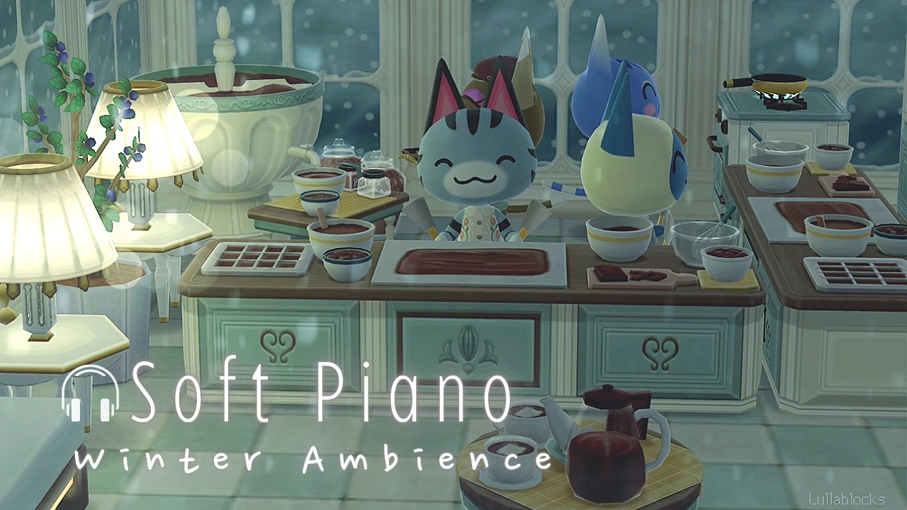 Gentle Piano🎹 | Reading while having a hot chocolate + winter ambience | Cat Chocolate Cafe☕