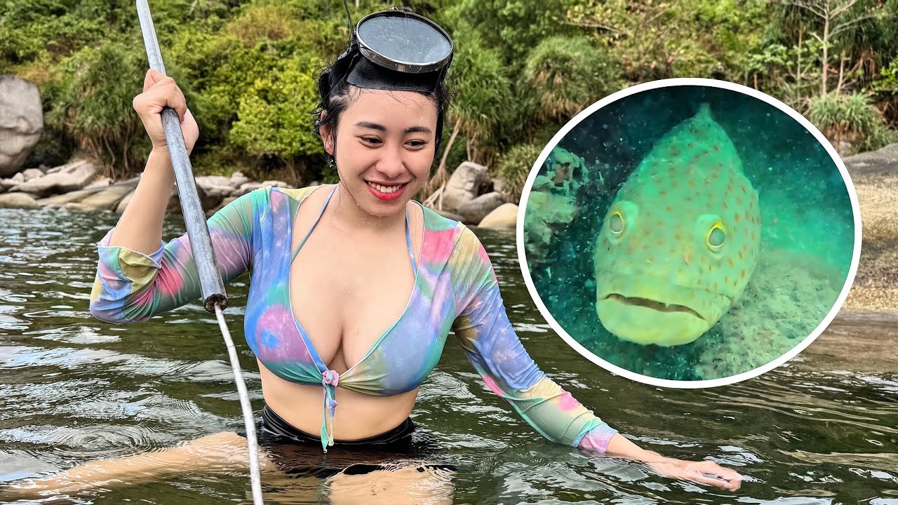 CHẠM TRÁN CÁ MÚ KHỦNG KHI ĐI LẶN DƯỚI ĐÁY BIỂN HÒN SƠN