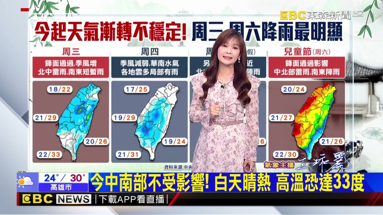 北台灣先變天！ 微弱鋒面掠過 晚起華南鋒面接近@newsebc