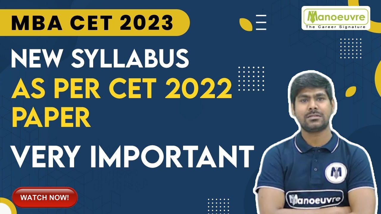 MBA CET 2023 | New Syllabus | As Per CET 2022 Paper | Very Important | Must Watch