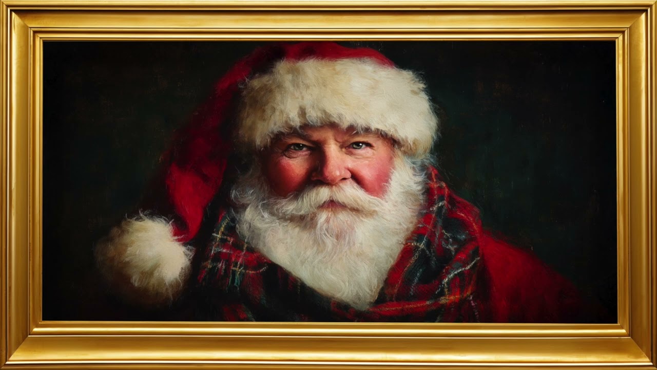 Vintage Ralph Lauren–inspired Santa Portrait Moody Frame TV Art 4k | Luxury Christmas Ambience