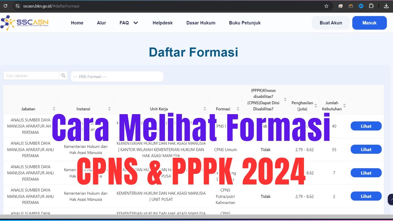 Cara Melihat Formasi CASN di SSCASN 2024 | CPNS & PPPK