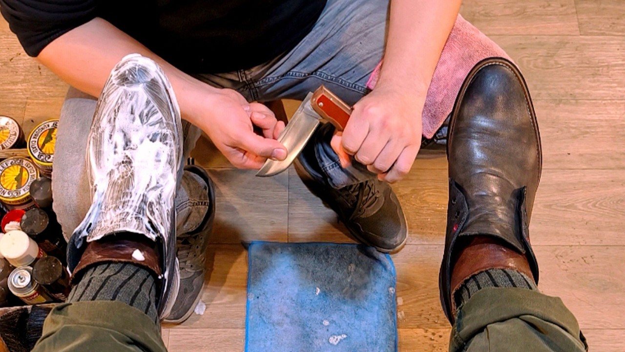 Satisfying Shoe Shine ASMR | Old Boots Get a Mirror Finish