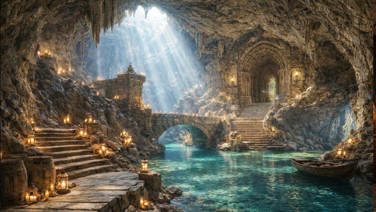 Deep Medieval Ambience for Reading 🕯️ Secret Lantern Cavern Under the Castle