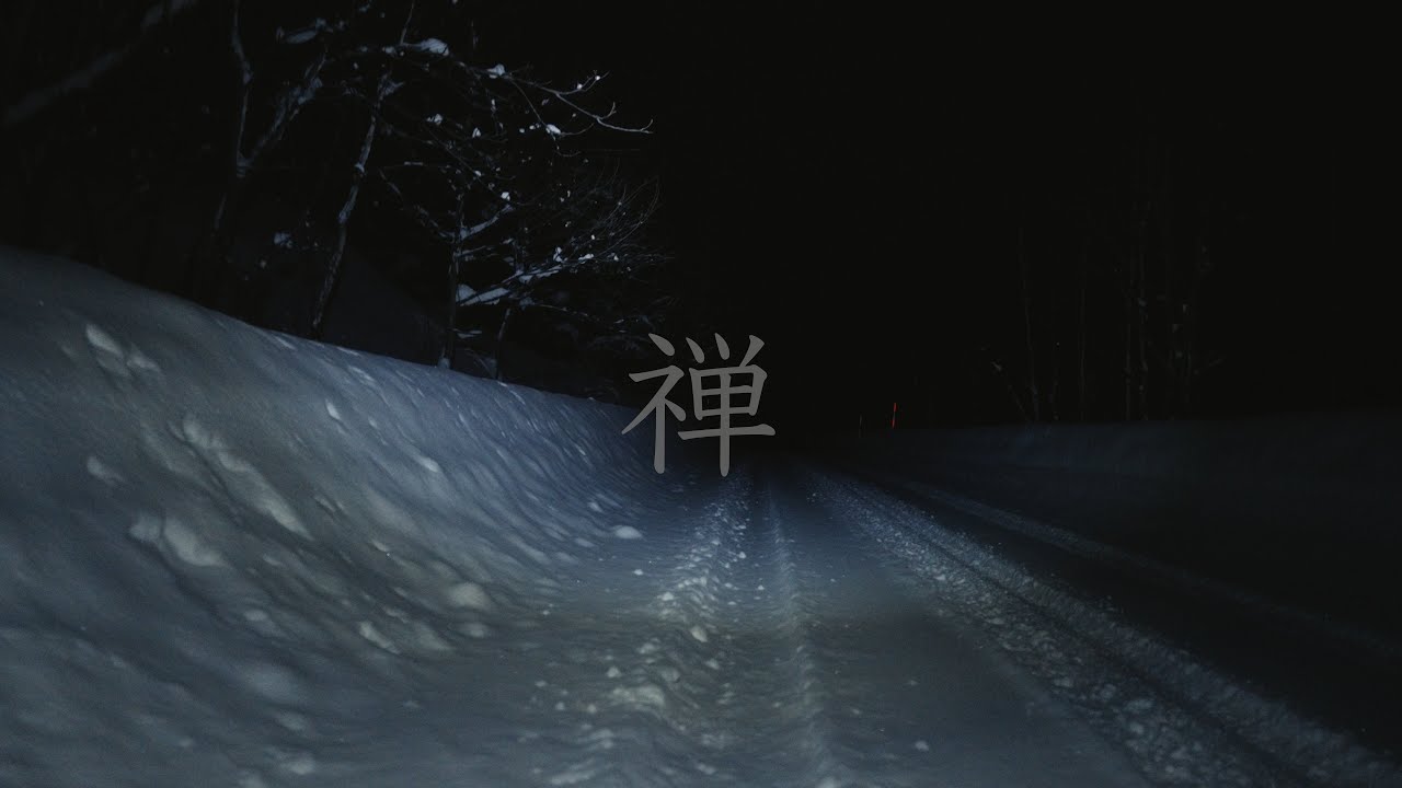 Forest Night | Snow Falling on a Silent Mountain Road, Moonlight — Niseko, Japan [4K]