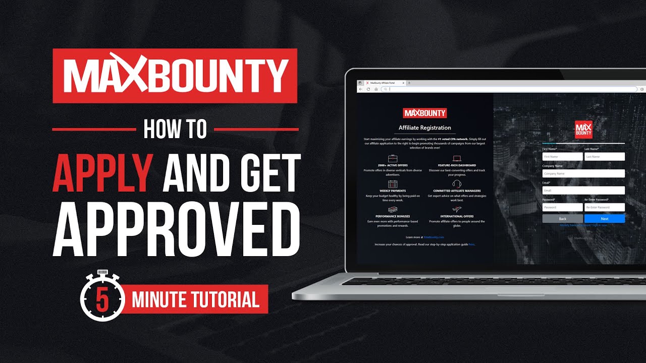 How to Apply and Get Approved as a MaxBounty Affiliate | MaxBounty 5 Minute Tutorials