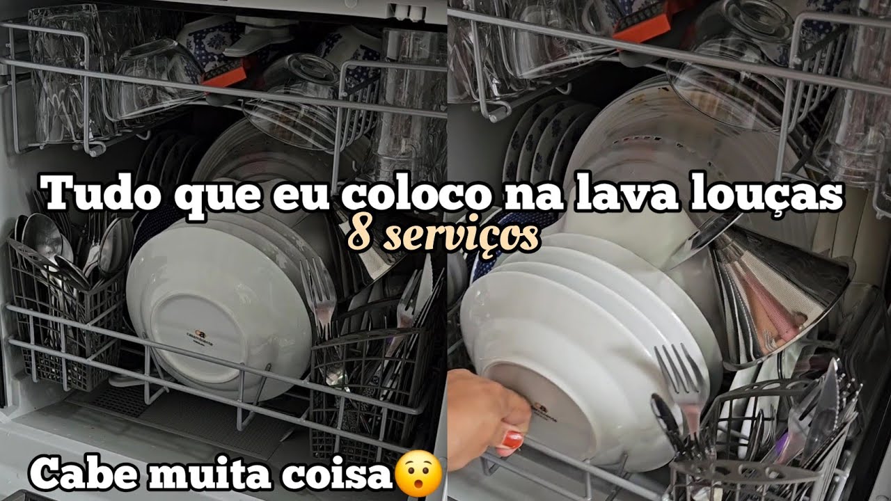 RESENHA RÁPIDA DA LAVA LOUÇAS DE 8 SERVIÇOS BRASTEMP | TUDO QUE EU COLOCO NA LAVA LOUÇAS