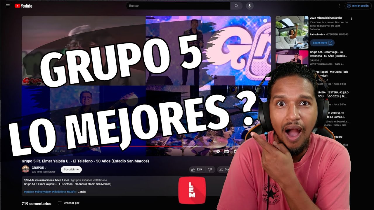 DOMINICANO Reacciona a Grupo 5 Ft. Elmer Yaipén U. - El Teléfono - 50 Años