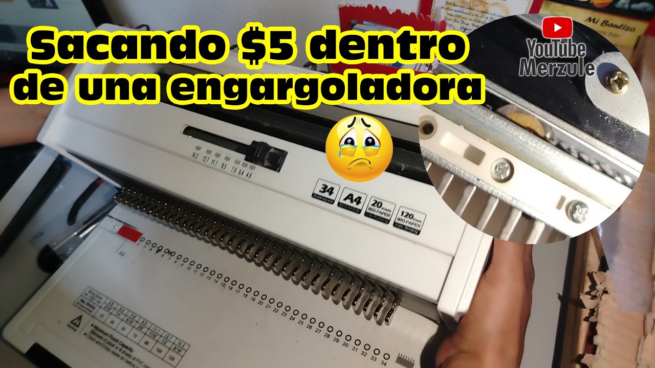 Desarmando engargoladora para sacar una moneda #WireBindW20A #BindingMachine