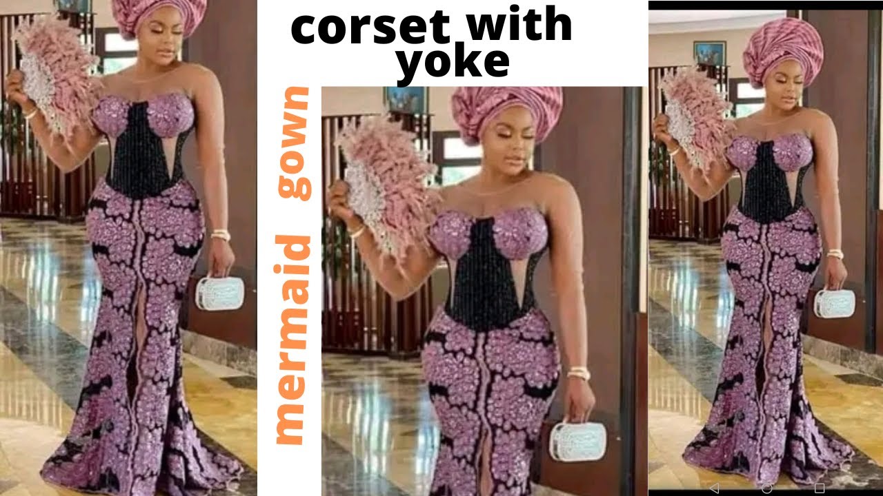 How to make a corset bustier with yoke, basque waistline, and front slit mermaid gown with gordet