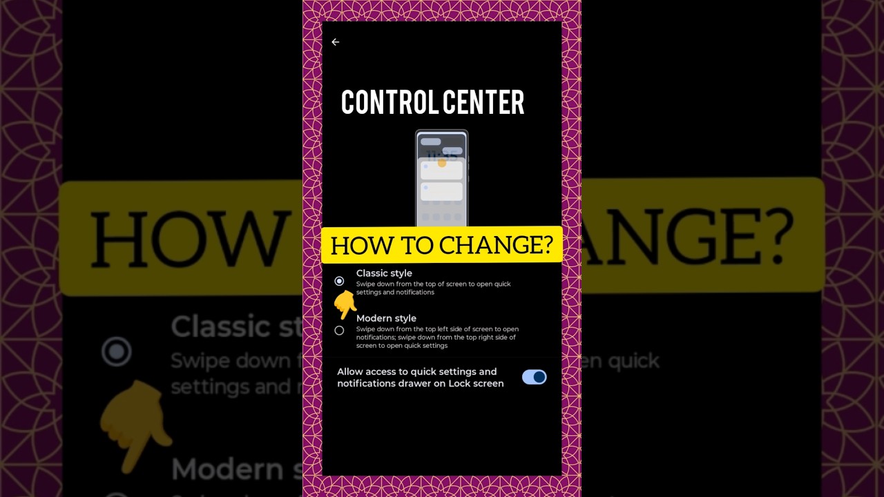 How to change control center setting in redmi 14c / 13c