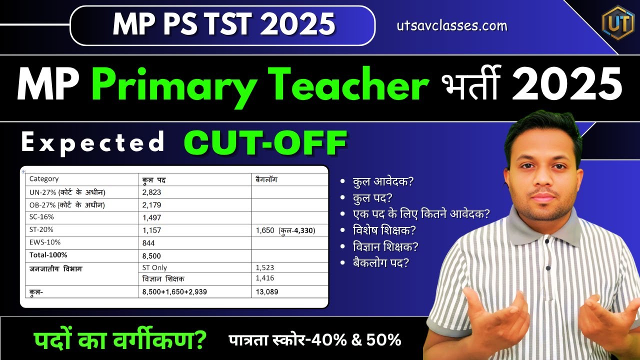 MP Primary Teacher Selection Test 2025 Expected CUT-OFF || कुल अभ्यार्थी एवं पदों का वर्गीकरण?